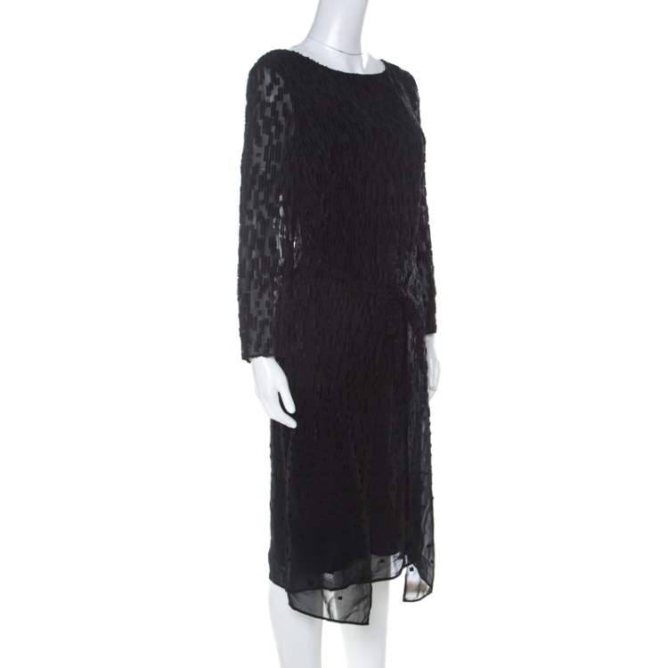 Pre Owned Escada Black Fil Coupé Wrap Front Dorelles Dress M