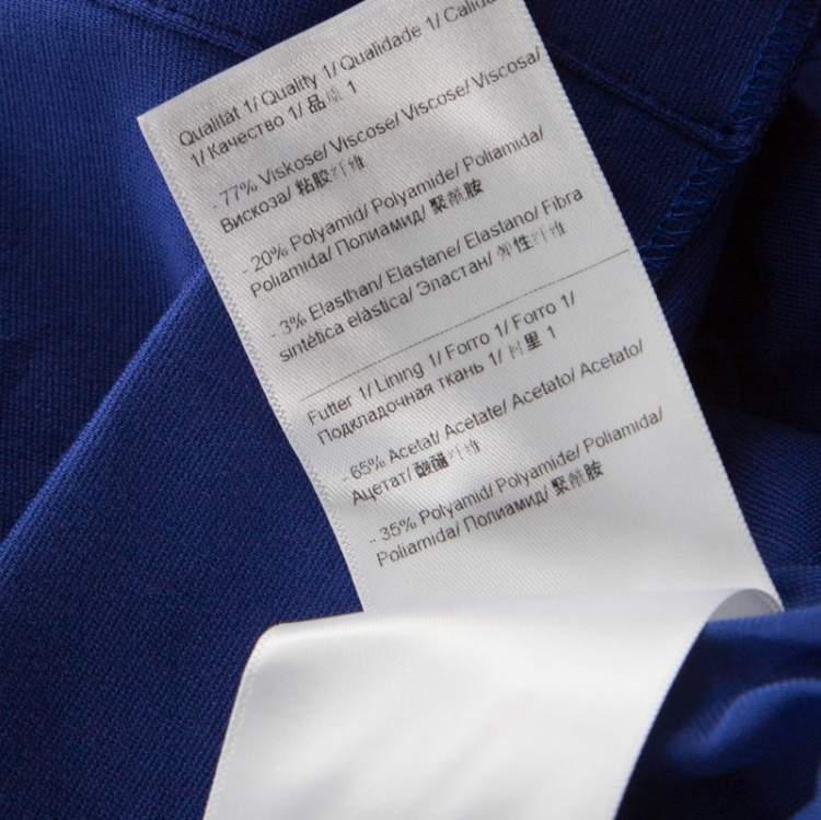 Pre Owned Escada Ink Blue Stretch Knit Pleated Dynamia Bodycon Dress M