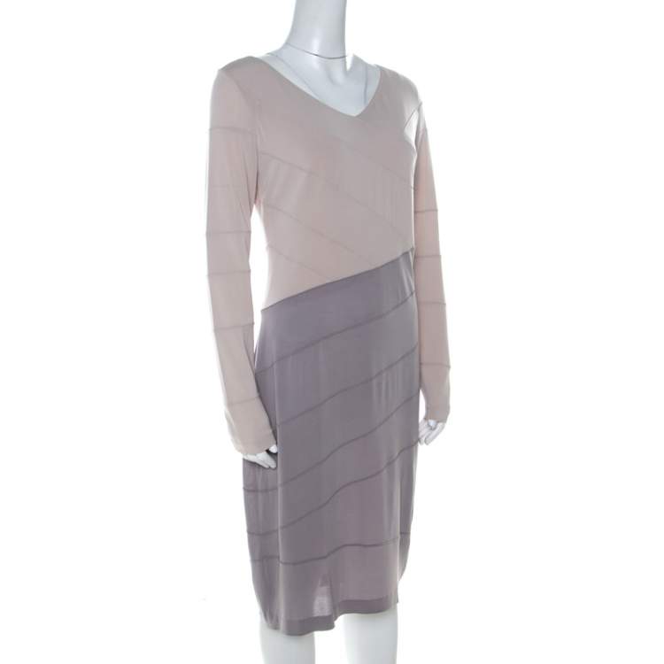 Pre Owned Escada Colorblock Stretch Jersey Paneled Eppa Dress M