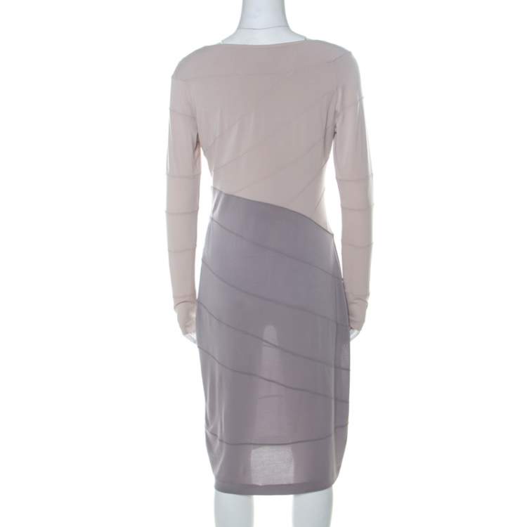 Pre Owned Escada Colorblock Stretch Jersey Paneled Eppa Dress M