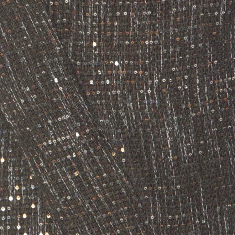 Pre Owned Escada Olive Green Sequinned Tweed Darouny Sheath Dress L