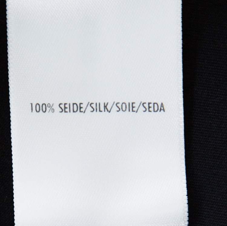 Pre Owned Escada Black and Indigo Silk Turtleneck Short Sleeve Top M 