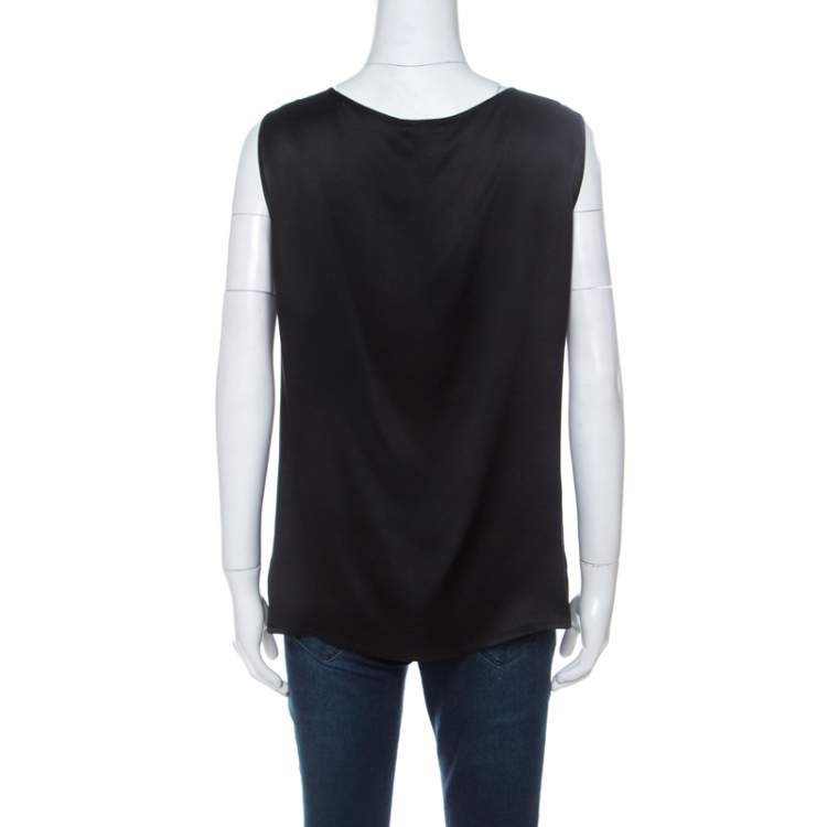 Pre Owned Escada Black Silk Sleeveless Tank Top XL 