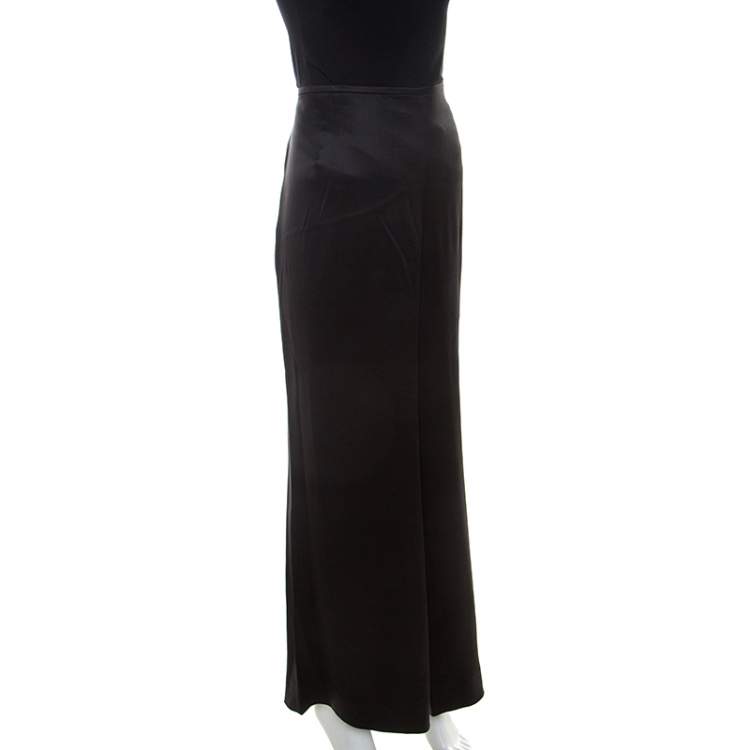 Pre Owned Escada Black Silk Wide Leg Trousers XL 