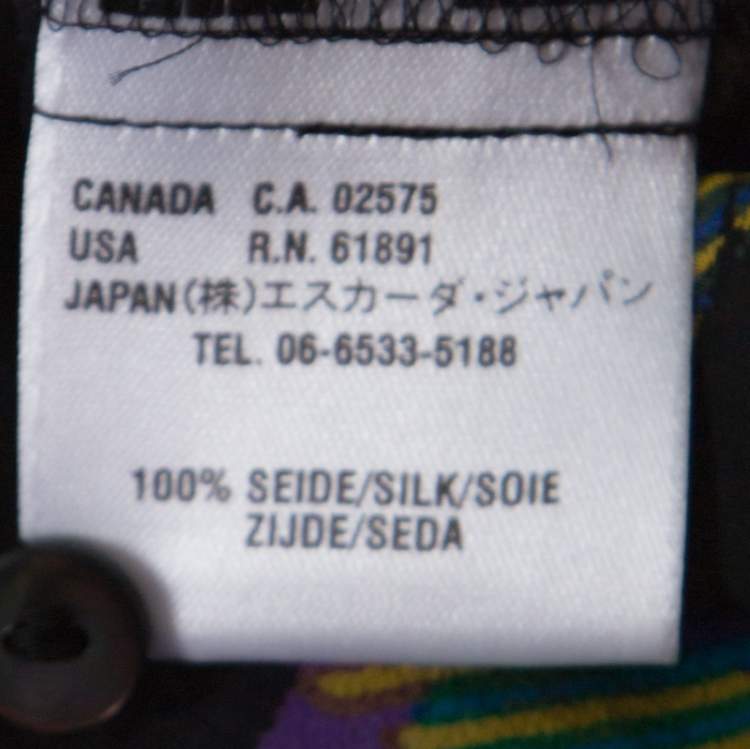 Pre Owned Escada Multicolor Plaid Print Silk Ruffle Detail Button Front Shirt XL