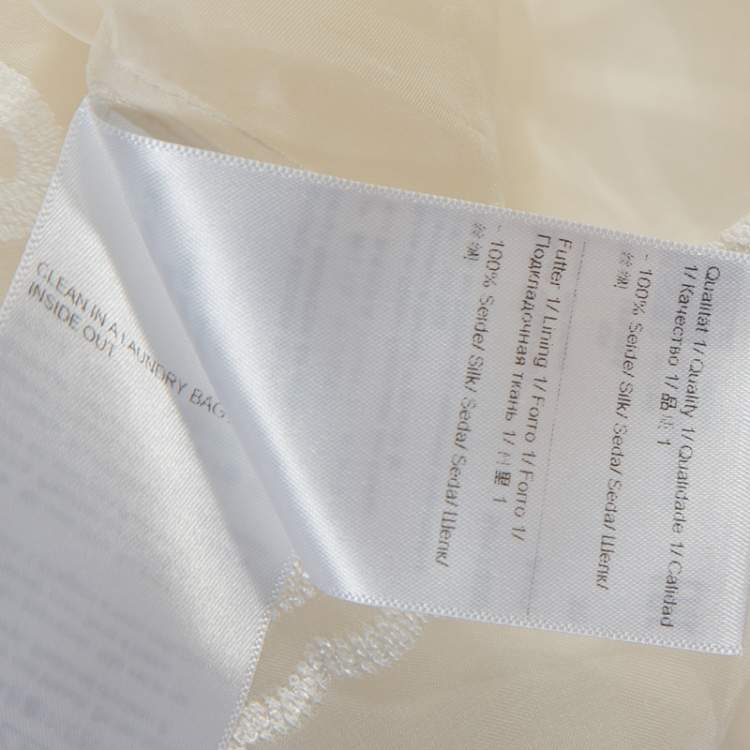 Pre Owned Escada Off White Embroidered Sheer Silk Organza Long Sleeve Nensa Blouse M
