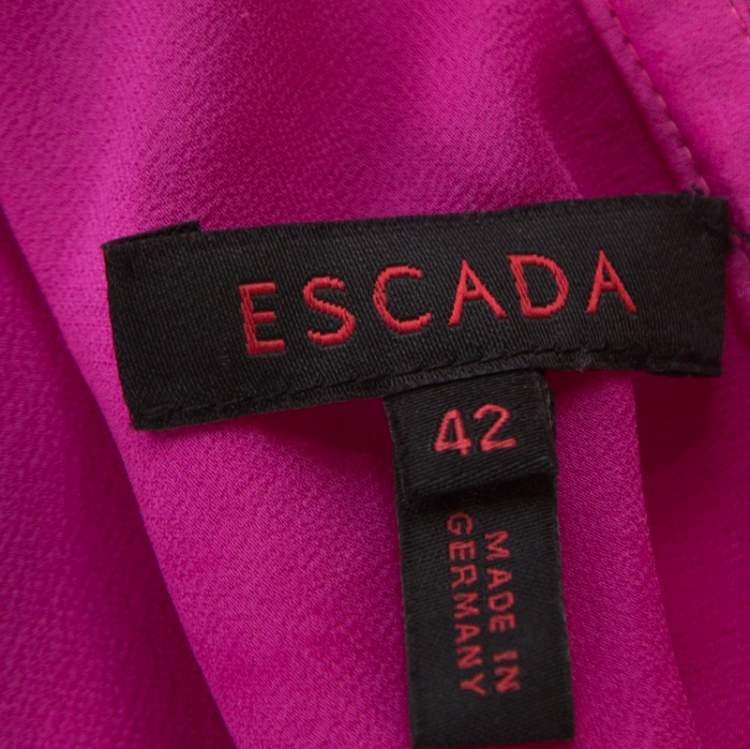 Pre Owned Escada Pink Silk Ruffle Detail Blouse L