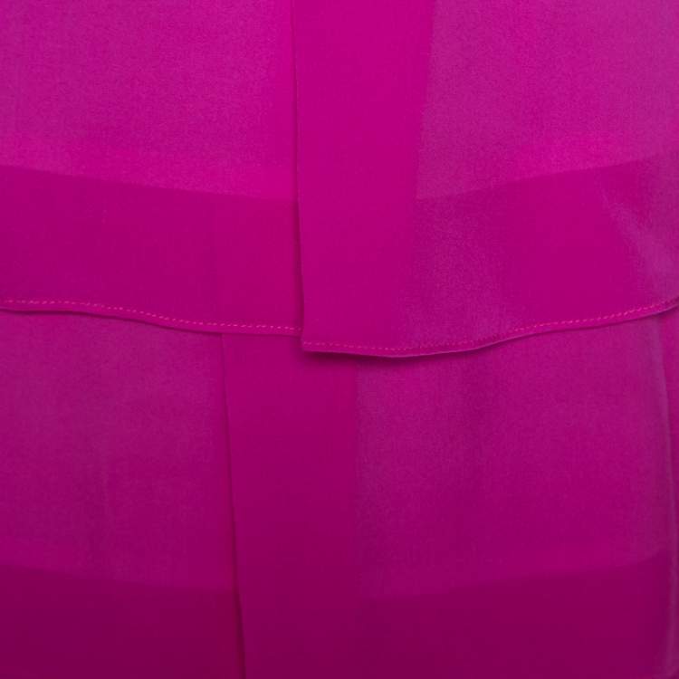 Pre Owned Escada Fuschia Pink Silk Tiered Skirt L