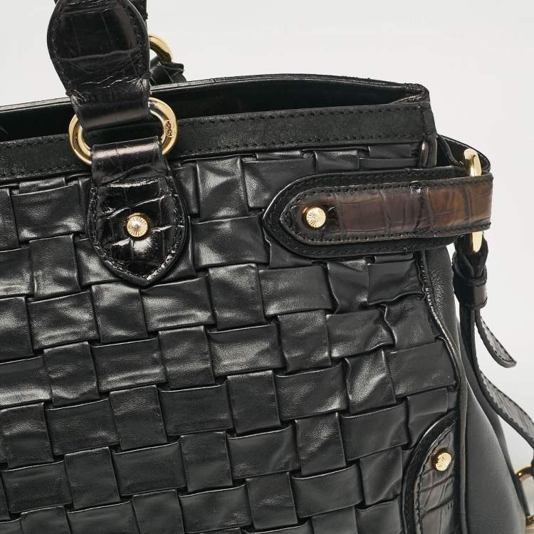 Pre Owned Escada Black Woven Leather Horizontal Margaretha Tote