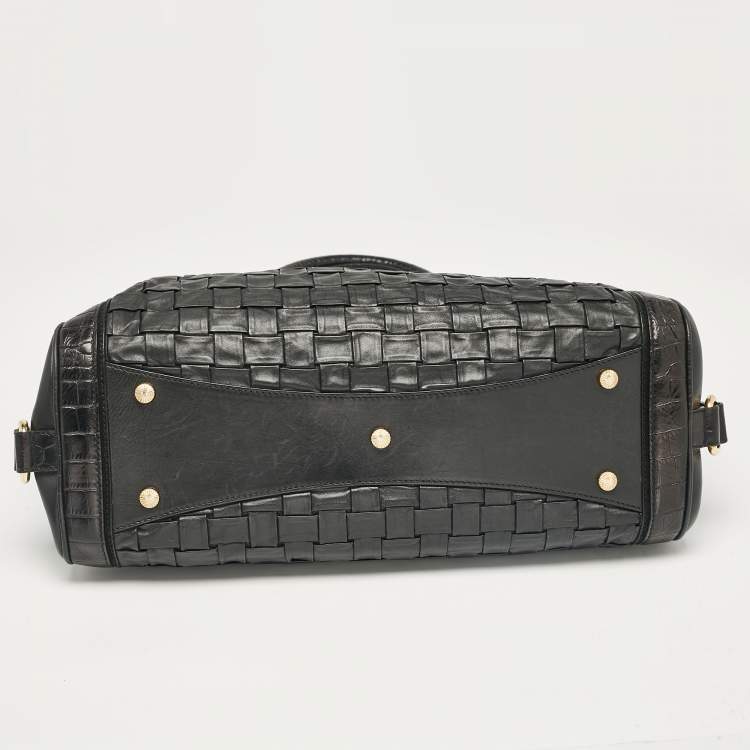 Pre Owned Escada Black Woven Leather Horizontal Margaretha Tote