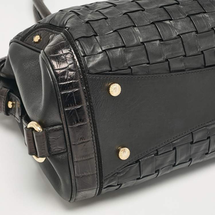 Pre Owned Escada Black Woven Leather Horizontal Margaretha Tote