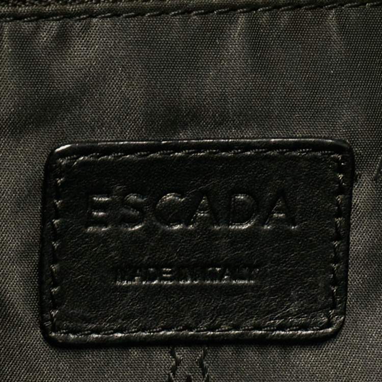 Pre Owned Escada Black Woven Leather Horizontal Margaretha Tote