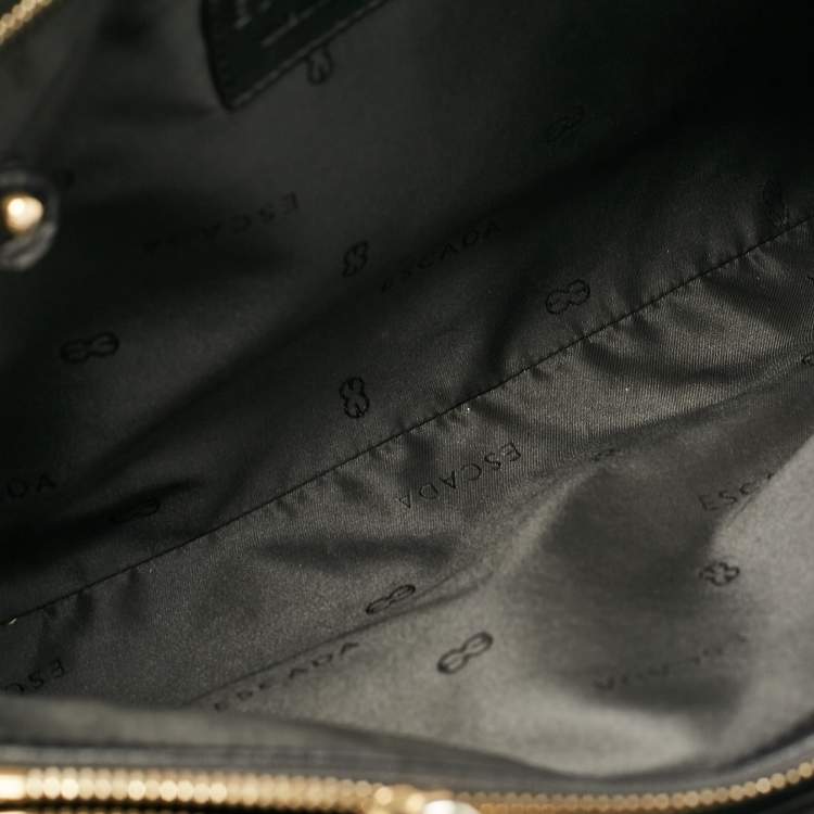 Pre Owned Escada Black Woven Leather Horizontal Margaretha Tote