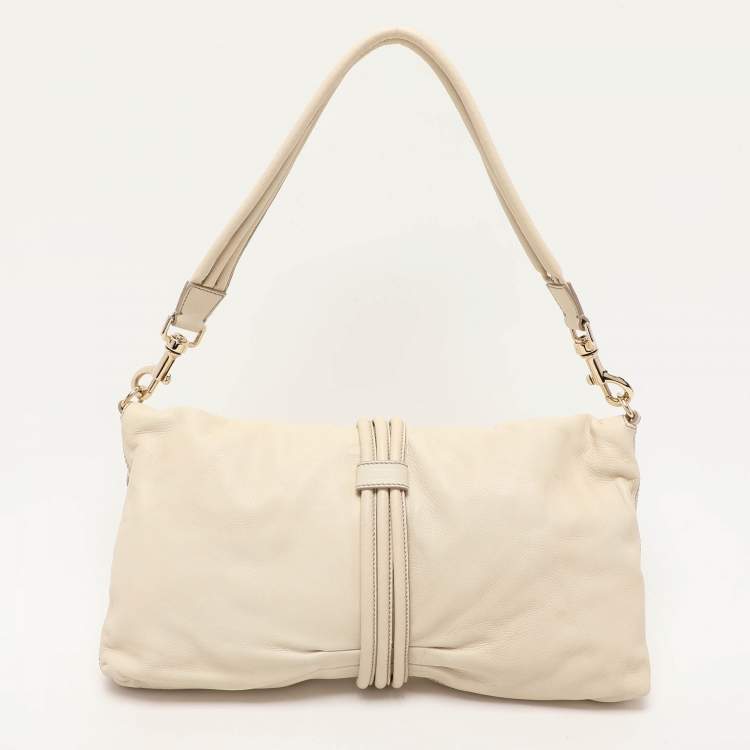 Pre Owned Escada Cream Leather Shoulder Bag