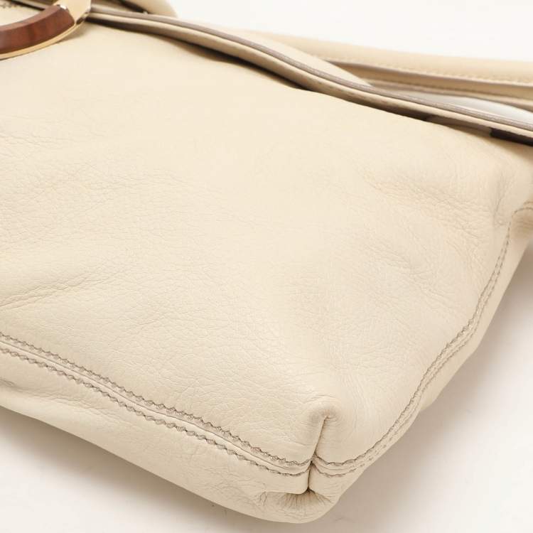 Pre Owned Escada Cream Leather Shoulder Bag