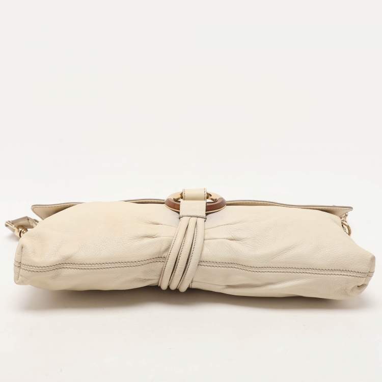 Pre Owned Escada Cream Leather Shoulder Bag