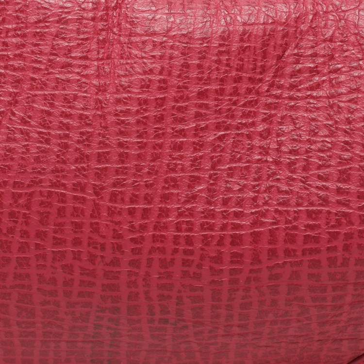 Pre Owned Escada Pink Textured Leather Shoulder Bag
