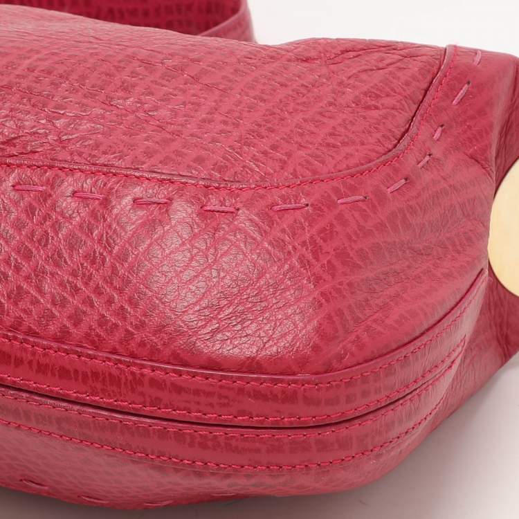 Pre Owned Escada Pink Textured Leather Shoulder Bag