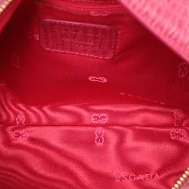 Pre Owned Escada Pink Textured Leather Shoulder Bag