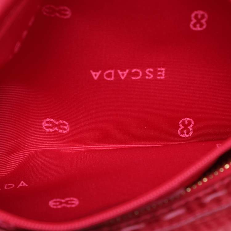 Pre Owned Escada Pink Textured Leather Shoulder Bag