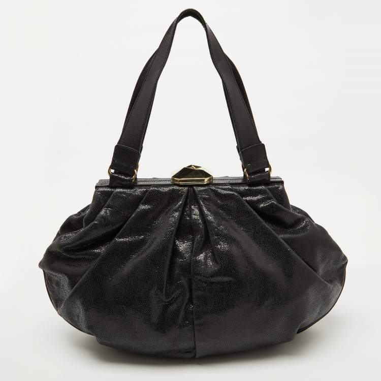 Pre Owned Escada Black Leather Frame Satchel