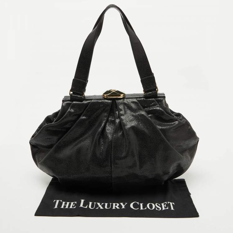 Pre Owned Escada Black Leather Frame Satchel