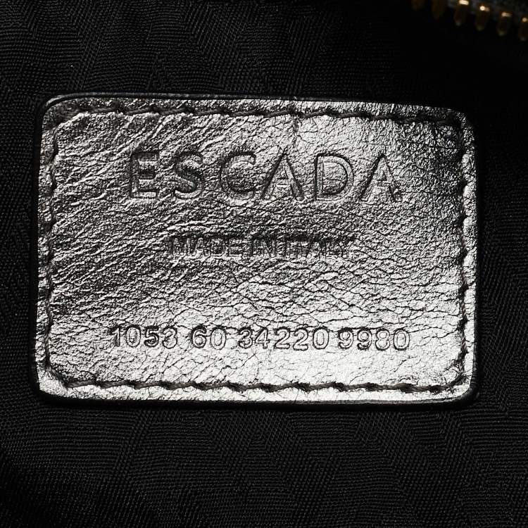 Pre Owned Escada Grey Textured Leather Expandable Side Zip Tote
