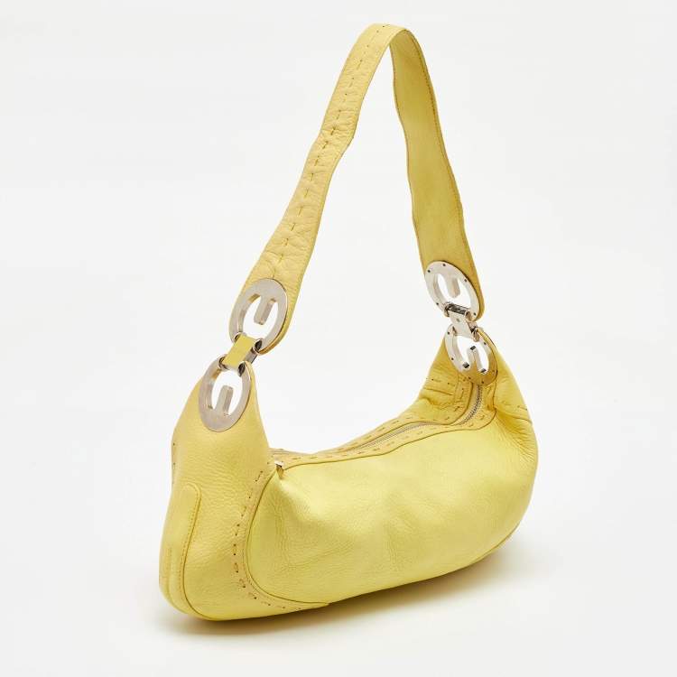 Pre Owned Escada Bright Yellow Leather Eluna Shoulder Bag