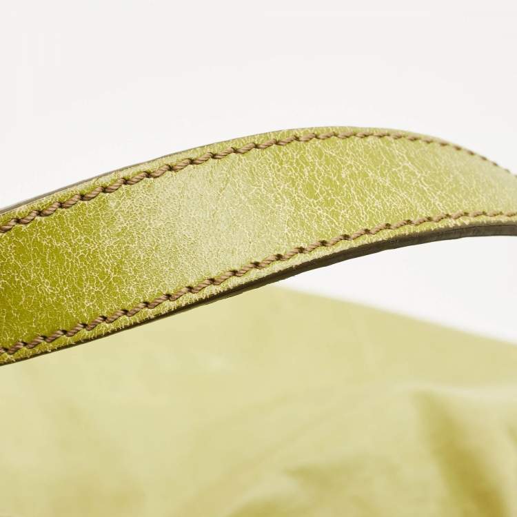 Pre Owned Escada Lime Green Leather Front Pocket Hobo