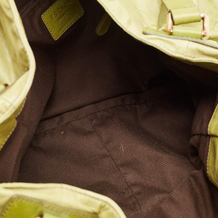 Pre Owned Escada Lime Green Leather Front Pocket Hobo