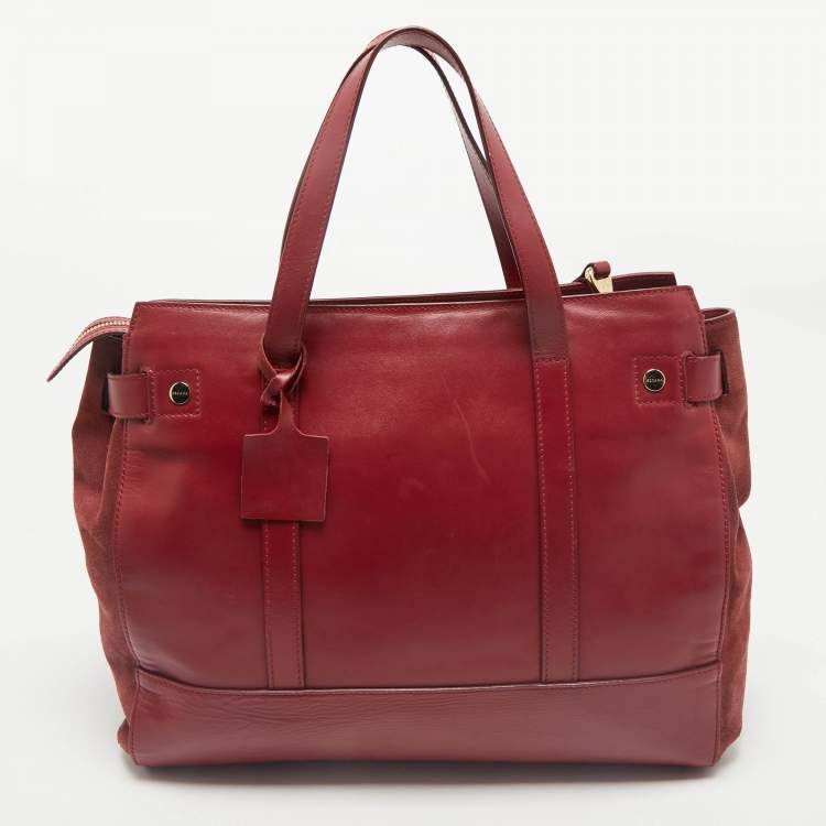 Pre Owned Escada Red Leather and Suede Zip Tote