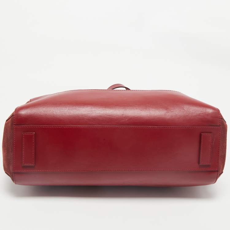 Pre Owned Escada Red Leather and Suede Zip Tote