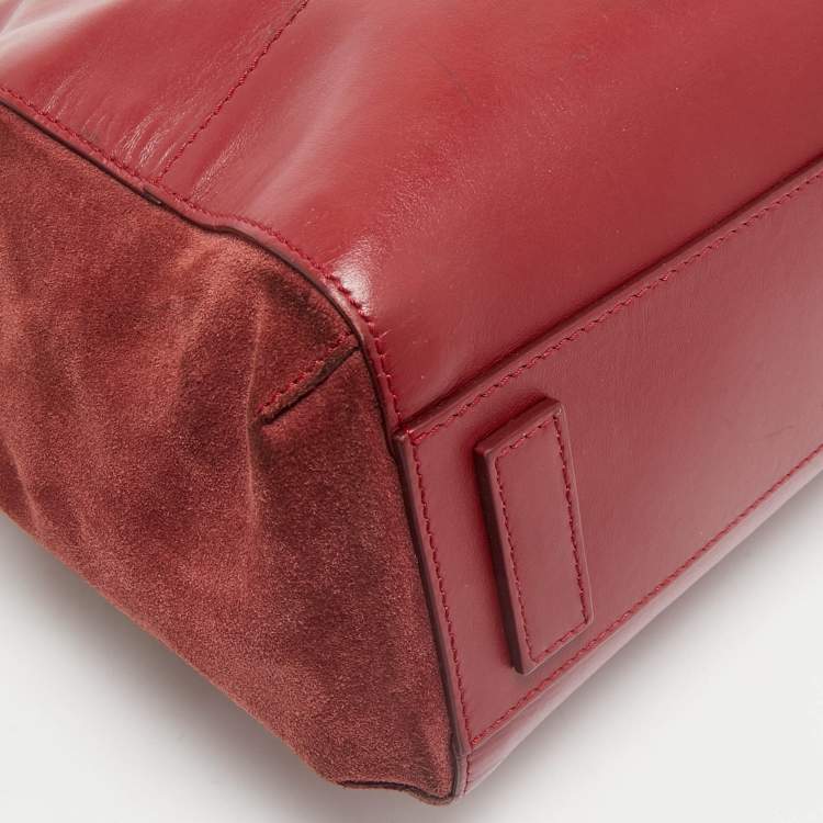 Pre Owned Escada Red Leather and Suede Zip Tote
