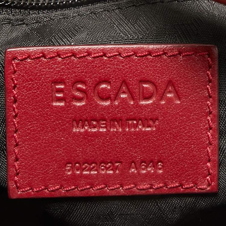 Pre Owned Escada Red Leather and Suede Zip Tote
