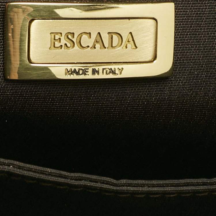 Pre Owned Escada Brown/Black Zebra Print Calfhair Flap Shoulder Bag