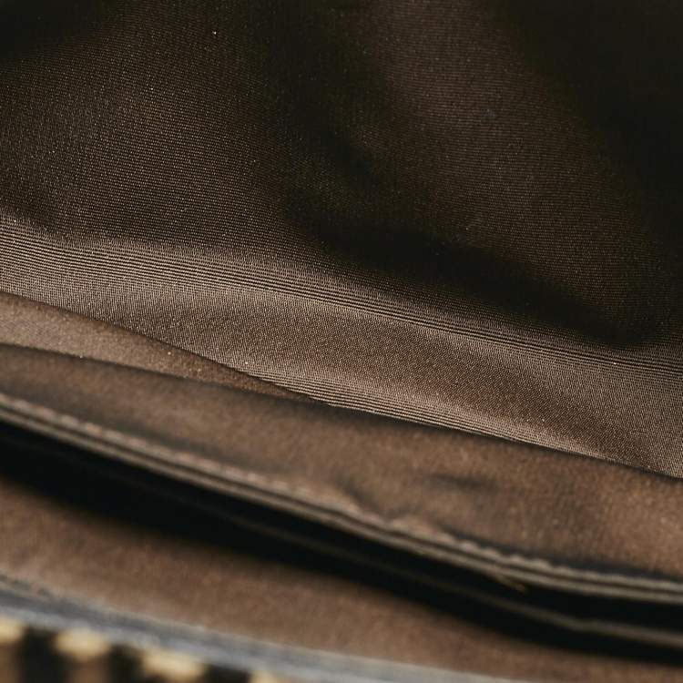 Pre Owned Escada Brown/Black Zebra Print Calfhair Flap Shoulder Bag