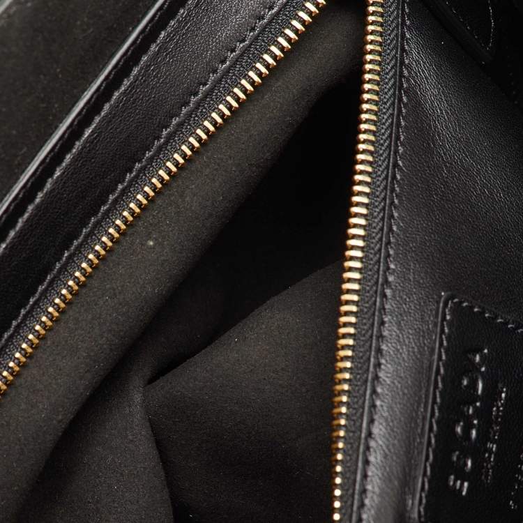 مملوكة مسبقًا Escada Black Leather Elegant Baroque Print Top Handle Bag