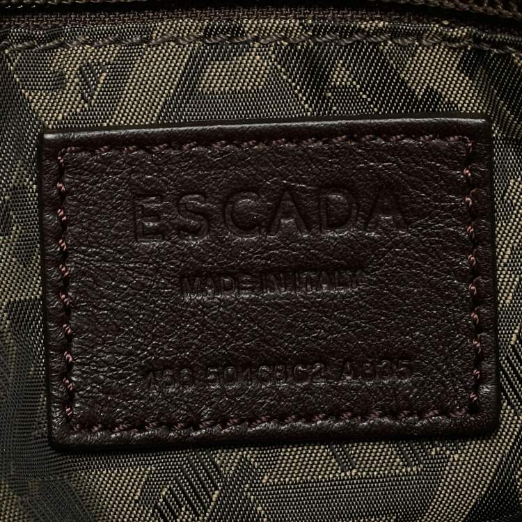 Pre Owned Escada Logo Flap Orange/Black Python Embossed Leather Shoulder Bag