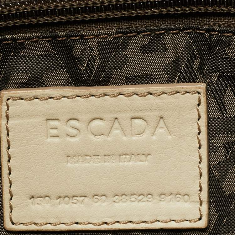 Pre Owned Escada Flat Cream Leather Shoulder Bag