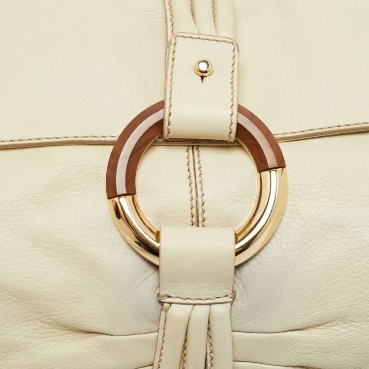 Pre Owned Escada Flat Cream Leather Shoulder Bag