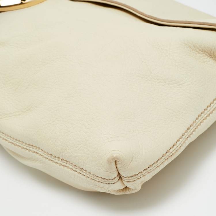 Pre Owned Escada Flat Cream Leather Shoulder Bag