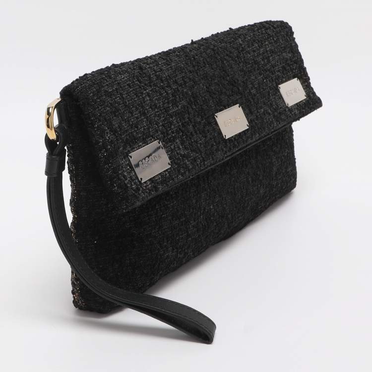 Pre Owned Escada Tricolor Tweed Wristlet Clutch