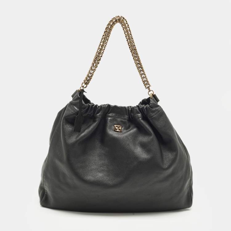 مملوكة مسبقًا Escada Chain Black Leather Hobo