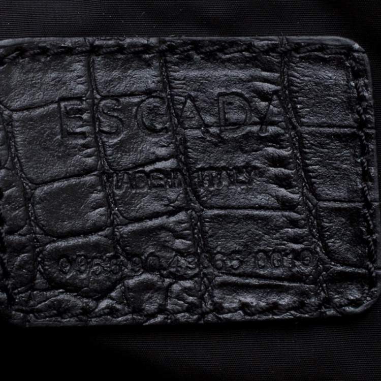 Pre Owned Escada Black Croc Embossed Leather Shopper Tote