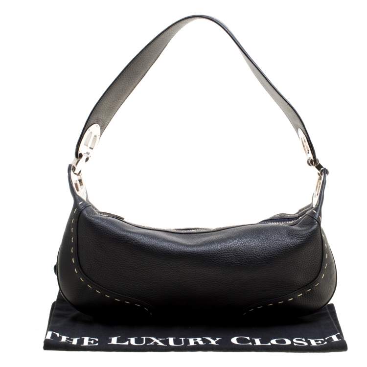 Pre Owned Escada Black Leather Eluna Shoulder Bag