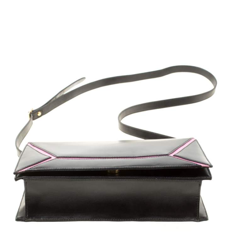 Pre Owned Escada Black/Pink Leather Shoulder Bag