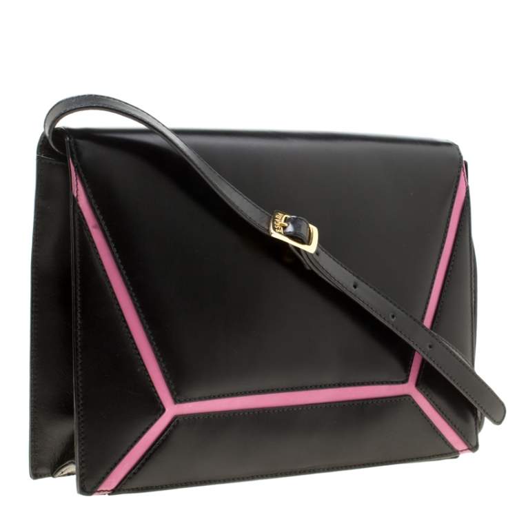 Pre Owned Escada Black/Pink Leather Shoulder Bag