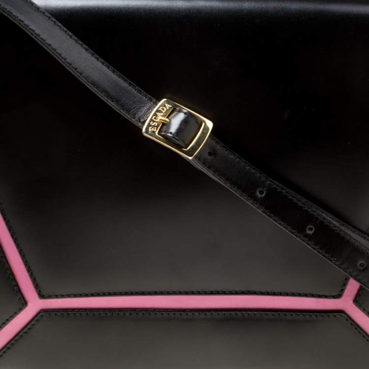 Pre Owned Escada Black/Pink Leather Shoulder Bag