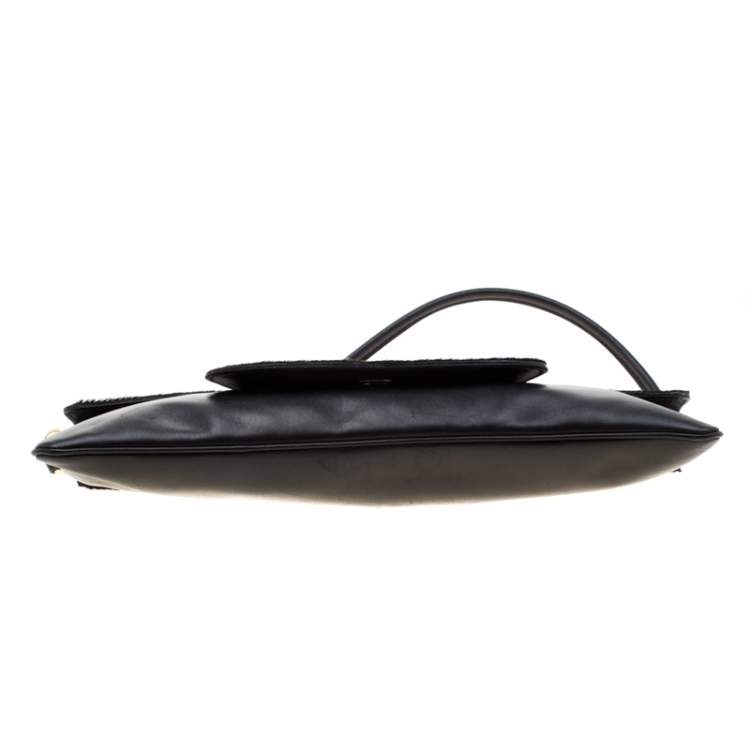 Pre Owned Escada Black Leather and Calfhair Shoulder Bag