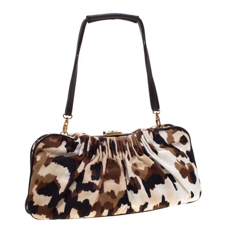 Pre Owned Escada Camouflage Canvas Shoulder Bag